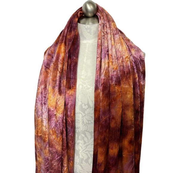 Poly Velvet Tye Dye 2 yrds Soft Purple Orange yellow Vtg - Picture 5 of 8